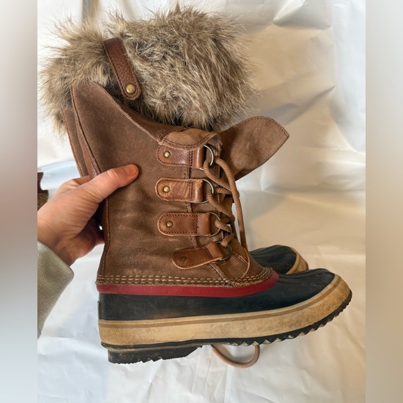 Sorel Joan of Arctic Brown Umber Red Dahlia Snow Boots Fur Size 7 - Picture 5 of 8